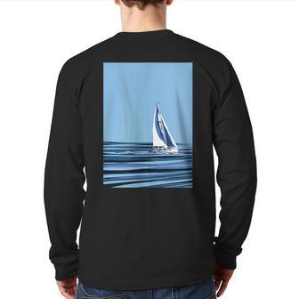 Sailboat With Background Back Print Long Sleeve T-shirt | Mazezy