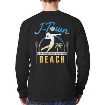 Sand Volleyball Sunset In J-Town Back Print Long Sleeve T-shirt | Mazezy