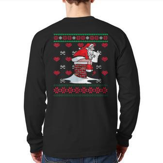 Santa Pooping Down Chimney Ugly Xmas Sweater Christmas Back Print Long Sleeve T-shirt | Mazezy UK