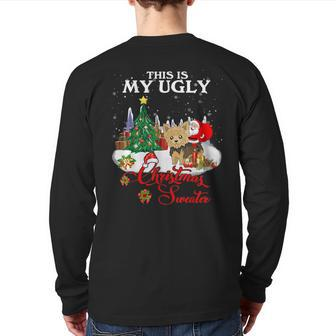 Santa Riding Morkie This Is My Ugly Christmas Sweater Back Print Long Sleeve T-shirt - Monsterry DE