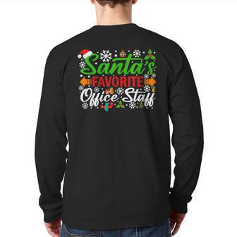 Santa's Favorite Office Staff Christmas Xmas Back Print Long Sleeve T-shirt - Seseable