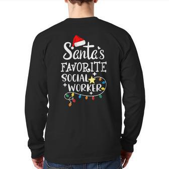 Santa's Favorite Social Worker Christmas School Social Work Back Print Long Sleeve T-shirt - Seseable
