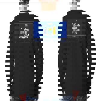 Saratoga Springs New York Usa Flag Souvenir Back Print Long Sleeve T-shirt | Mazezy