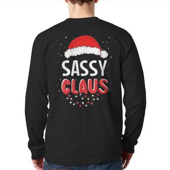 Sassy Santa Claus Christmas Matching Costume Back Print Long Sleeve T-shirt - Seseable
