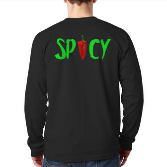 Sauce Lovers Hot Chilli Pepper Back Print Long Sleeve T-shirt | Mazezy