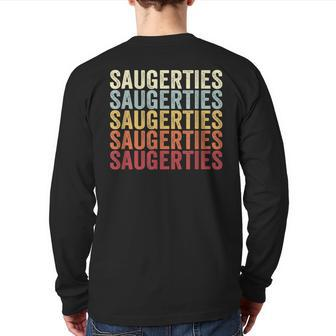 Saugerties New York Saugerties Ny Retro Vintage Text Back Print Long Sleeve T-shirt | Mazezy