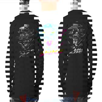 Savage Panther Synthwave Style Back Print Long Sleeve T-shirt - Thegiftio