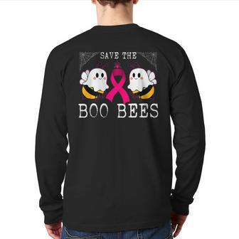 Save The Boobees Boo Bees Breast Cancer Halloween Back Print Long Sleeve T-shirt - Seseable