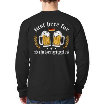 Here For Schitzengiggles Oktoberfest Group Bachelor Party Back Print Long Sleeve T-shirt | Mazezy