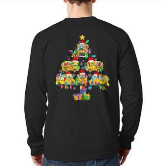 School Bus Christmas Tree Santa Bus Driver Back Print Long Sleeve T-shirt - Seseable