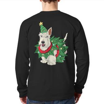 Scottish Terrier Christmas Dog Santa Xmas Back Print Long Sleeve T-shirt - Seseable