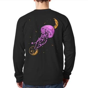 Sea Creature Ocean Animals Moon Space Jellyfish Back Print Long Sleeve T-shirt | Mazezy