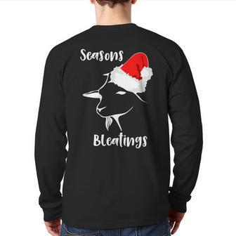 Seasons Bleatings Christmas Goat Santa Hat Back Print Long Sleeve T-shirt | Mazezy