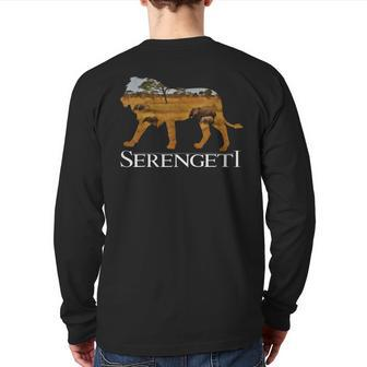 Serengeti African Lion Elephants In Africa Cool Tourist Back Print Long Sleeve T-shirt | Mazezy