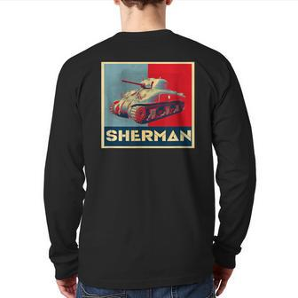 Sherman Tank Ww2 Usa Military American Armored Vehicle Afv Back Print Long Sleeve T-shirt | Mazezy