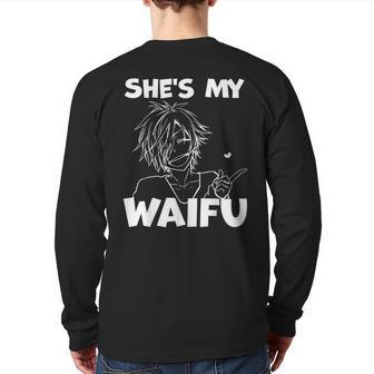 She's My Waifu Anime Matching Couple Boyfriend Back Print Long Sleeve T-shirt | Mazezy