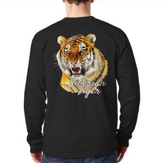 Siberian Tiger Ferocious Tiger Roar Cat Owner Back Print Long Sleeve T-shirt | Mazezy