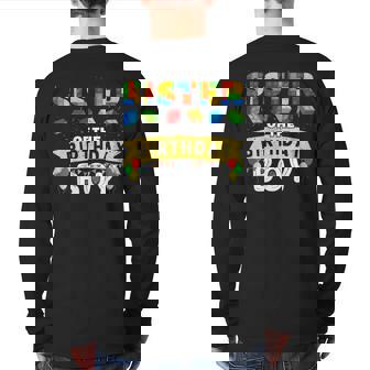 Sister Of The Birthday Boy Building Blocks Master Builder Back Print Long Sleeve T-shirt - Thegiftio