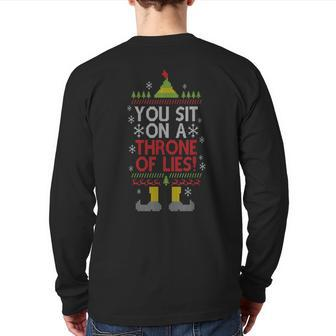 You Sit On A Throne Of Lies Christmas Fake Santa Back Print Long Sleeve T-shirt - Monsterry UK