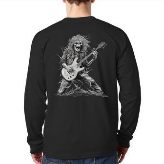 Skeleton Guitar Guy Rock And Roll Band Rock On Back Print Long Sleeve T-shirt - Thegiftio UK