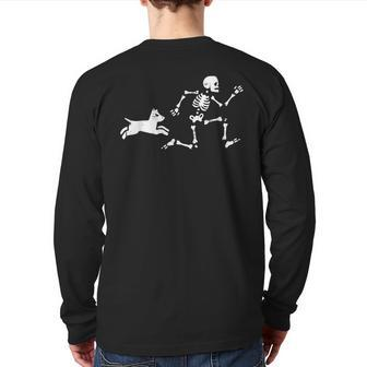 Skeleton Running Halloween Costume Dog Skull Back Print Long Sleeve T-shirt - Thegiftio UK