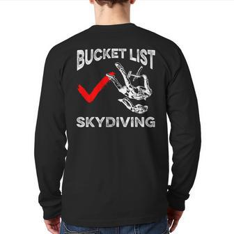 Sky Diver Bucket List Skydiving Skydiver Parachuting Back Print Long Sleeve T-shirt | Mazezy