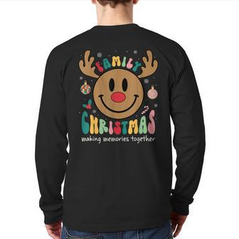 Smile Face Family Christmas 2023 Xmas Crew Reindeer Pj Group Back Print Long Sleeve T-shirt | Mazezy
