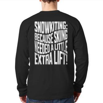 Snowkite Mountain Skill Snowkiter Adventures Snowkiting Back Print Long Sleeve T-shirt | Mazezy