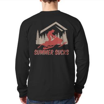 Snowmobile Jet-Ski Xmas Summer Sucks Fun Saying Winter-Sport Back Print Long Sleeve T-shirt - Monsterry