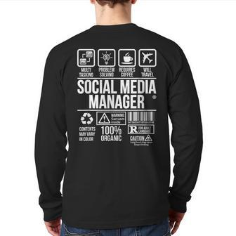 Social Media Manager Job Profession Dw Back Print Long Sleeve T-shirt | Mazezy
