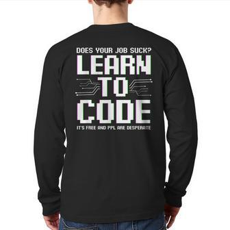 Software Engineer Programming Computer Developer Coder Back Print Long Sleeve T-shirt | Mazezy