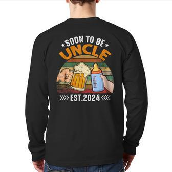 Soon To Be Uncle Again 2024 Pregnancy Announcement Dad Back Print Long Sleeve T-shirt - Seseable