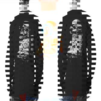 Space Vintage Travel Astronaut Monkey Astronaut Back Print Long Sleeve T-shirt - Thegiftio UK