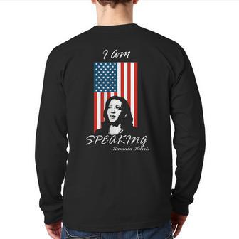 I Am Speaking Harris Pence Vp Debate 2020 Quote Back Print Long Sleeve T-shirt | Mazezy