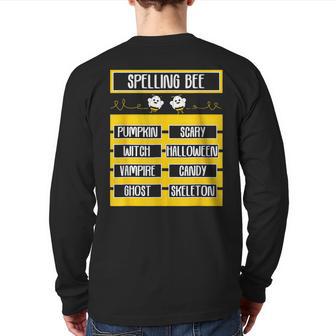 Spelling Bee Pun Halloween Costume For Teachers Back Print Long Sleeve T-shirt - Seseable