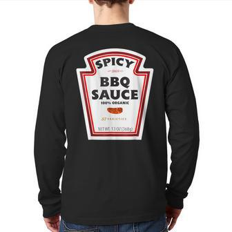 Spicy Bbq Sauce Bottle Label Group Halloween Costume Back Print Long Sleeve T-shirt - Seseable