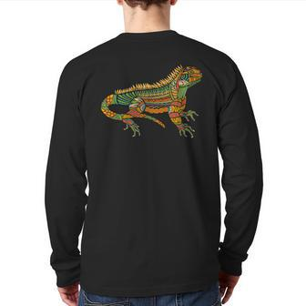 Spiritual Iguana Magical Ornamental Reptile & Lizard Back Print Long Sleeve T-shirt | Mazezy