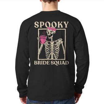 Spooky Bride Squad Skeleton Halloween Bachelorette Party Back Print Long Sleeve T-shirt - Thegiftio UK