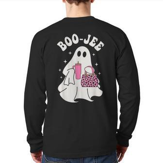 Spooky Season Cute Ghost Halloween Costume Boo-Jee Boujee Back Print Long Sleeve T-shirt - Monsterry