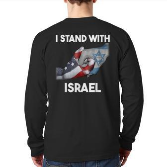 I Stand With Israel I Stand With Israel America Flag Back Print Long Sleeve T-shirt - Seseable