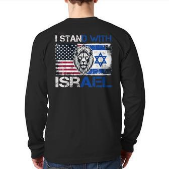 I Stand With Israel Us Support Lion Love Israeli Brotherhood Back Print Long Sleeve T-shirt - Monsterry DE