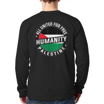 Stand With Palestine Free Palestine Peace Love Flag Back Print Long Sleeve T-shirt - Monsterry CA