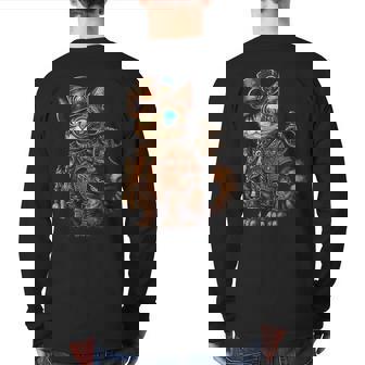 Steam Punk Cat Kitten Kitty Steampunk Back Print Long Sleeve T-shirt - Thegiftio