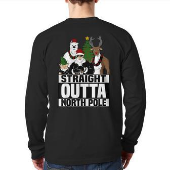 Straight Outta North Pole Christmas Pajama Back Print Long Sleeve T-shirt - Monsterry AU