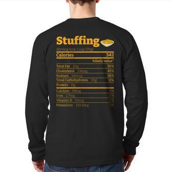 Stuffing Nutrition Facts Thanksgiving Xmas Costume Back Print Long Sleeve T-shirt - Seseable