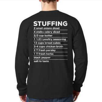 Stuffing Recipe Thanksgiving Food Costume Dark Back Print Long Sleeve T-shirt | Mazezy