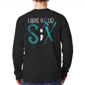 Suicide Prevention Awareness Semicolon Six Support Back Print Long Sleeve T-shirt | Mazezy