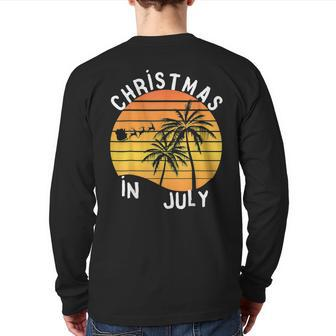 Summer Christmas In July Santa Sledge Sunset Palm Back Print Long Sleeve T-shirt - Monsterry UK