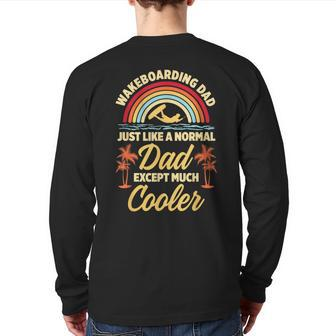 Sunset On Beach I Wakeboarding Dad Back Print Long Sleeve T-shirt | Mazezy