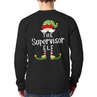 Supervisor Elf Group Christmas Pajama Party Back Print Long Sleeve T-shirt - Seseable